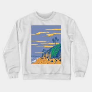 Beacon's Beach in Leucadia State Beach in Encinitas California WPA Poster Art Crewneck Sweatshirt